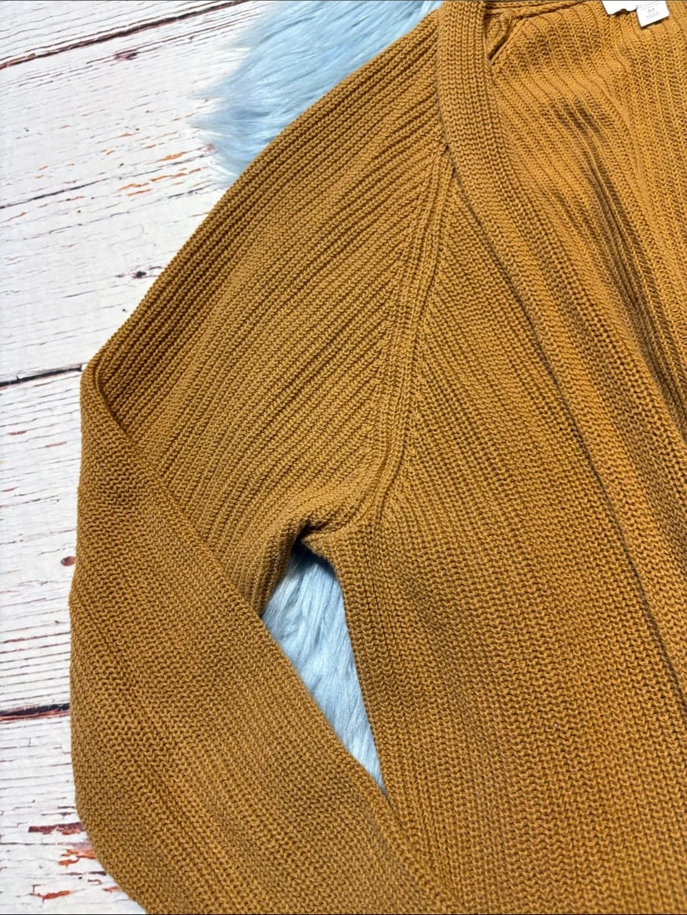 bp Mustard Open-Front Cardigan Knit Sweater sz M